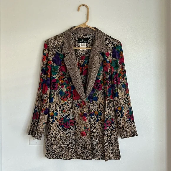 SALE 90s Floral Blazer Jacket Vintage Fairy Cottagecore 80s Carole Little Casual - Picture 2 of 5